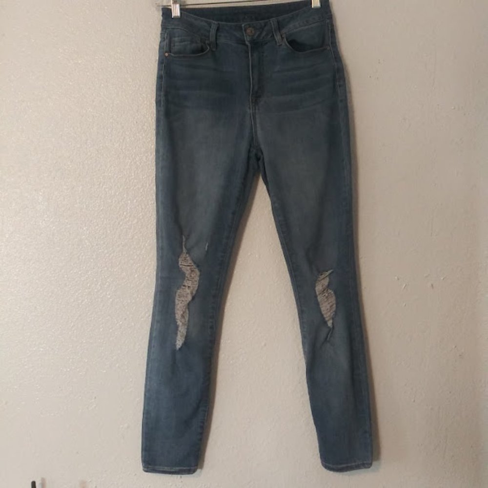 Rewash Demore juniors size 7 distressed blue skinny jeans